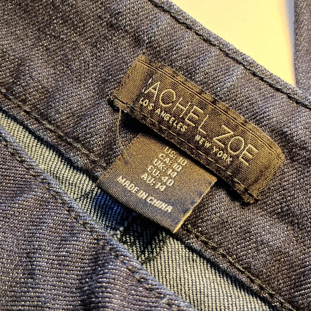 Rachel Zoe Womens Gold Button Sailor Denim Trousers Dark Wash Straight Leg 10